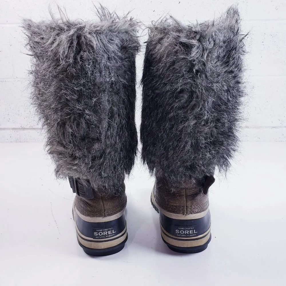 Sorel Women's Tall Faux Fur Front‎ Zip Waterproof Winter Boots Size 7